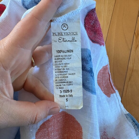 PURE VENICE 100% Linen T-shirt Polka Dot Colourful Size Small - Picture 9 of 10